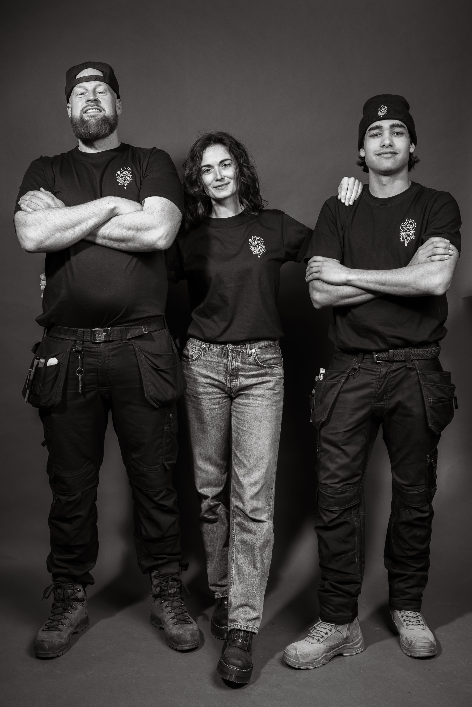 Het driekoppige team van Poppy Cool in de studio